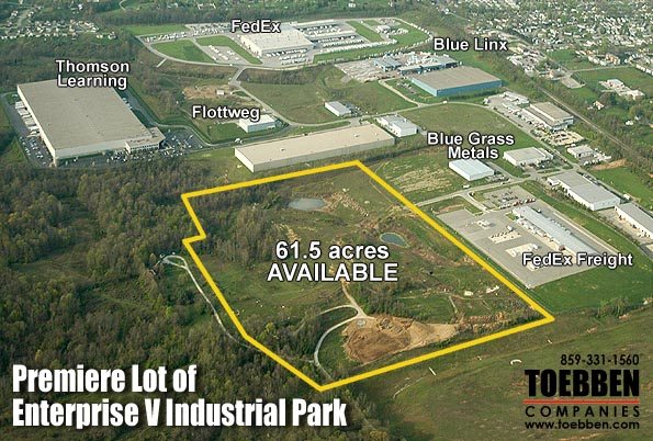Close upview of the new available acreage in Enterprise V Industrial Park 