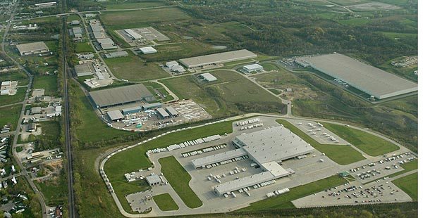 A view of Enterprise V from the south, the FedEx building is in the foreground. 