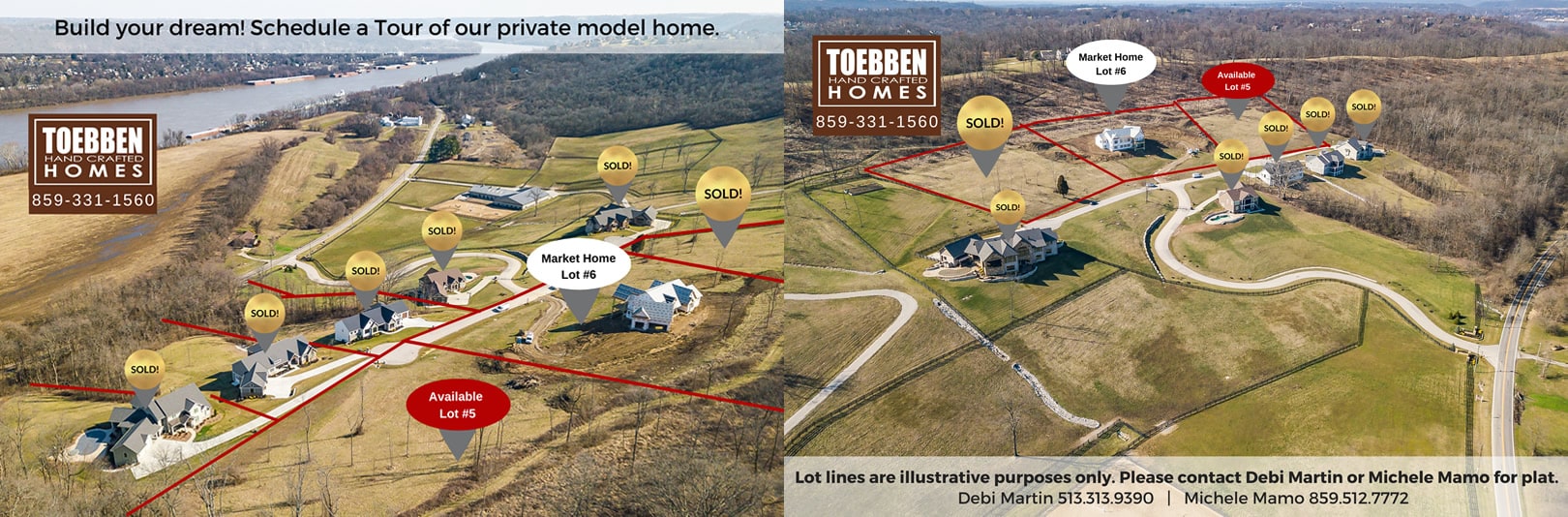 River Pointe Estates aerial shots of lots # 5 and 6