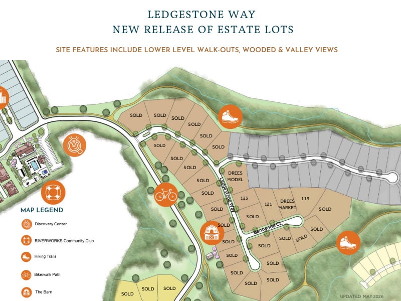 Map of Ledgestone Way lots - LEDGESTONE WAY NEW RELEASE OF ESTATE LOTS - SITE FEATURES INCLUDE LOWER LEVEL WALK-OUTS, WOODED & VALLEY VIEWS