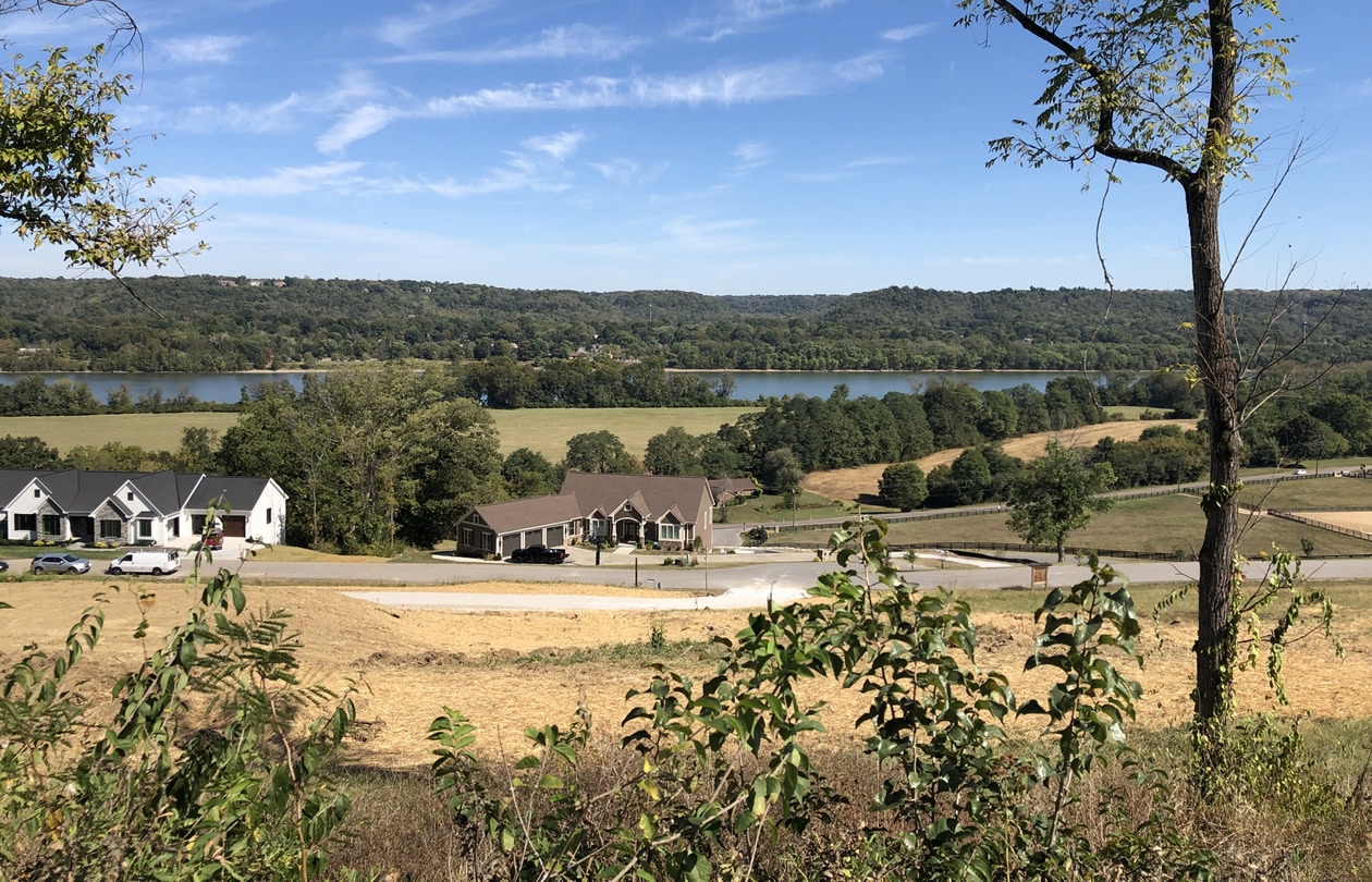 Homes and homesites at The Reserve at Rivers Pointe with river in background