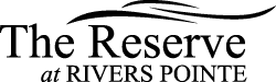 The logo for The Reserve at Rivers Pointe by Toebben Builders